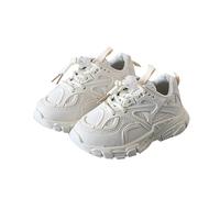 Zapatillas ligeras para niños, suela que no deja marcas, doble malla, transpirable, color blanco, casual, primavera, otoño, escuela, zapatos de entrenamiento, White, 36 EU