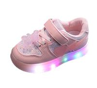 Zapatillas Luces Niña Zapatillas Deportivas Niña Zapatos para Niños, de Piel, Deportivas con Luces Led Brillantes, Corazón, Oso, Carga con USB Automática
