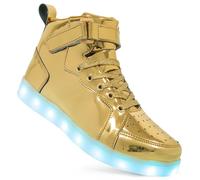 Zapatillas Luminosas Deporte para Niños y Adultos, Zapatos Tenis con Luces para Niños y Niñas, Zapatos Intermitentes con Luz Led y Carga USB Xmas (42,B-Gold)
