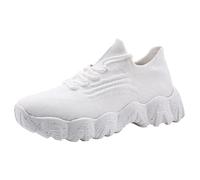 Zapatillas Malla Mujer - Zapatos De Malla Tejidos con Mosca para Mujer Calzado Informal Antideslizante con Suela Gruesa Y Tacón Inclinado Zapatos Que Aumentan La Altura Novedad De 2024
