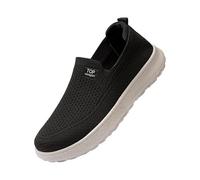 Zapatillas minimalistas sin cordones para hombre, informales, de malla de punto, mocasines de suela suave para viajes, correr y uso diario, Black, 39 EU
