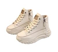 Zapatillas Mujer Botín Alto Plataforma Suela Gruesa con Cremallera Lateral, Diseño Bicolor Piel Sintética Cordones Ajustables, Calzado Casual Antideslizante Ideal para Salidas urbanas diarias
