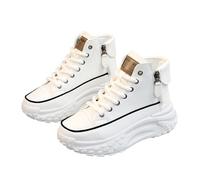 Zapatillas Mujer Botín Alto Plataforma Suela Gruesa con Cremallera Lateral, Diseño Bicolor Piel Sintética Cordones Ajustables, Calzado Casual Antideslizante Ideal para Salidas urbanas diarias