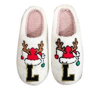 Zapatillas Mujer Casa Invierno Moderna - Pantuflas Con Letras Zapatos Cómodos Calzado Cálido De Invierno Para Interiores Para Parejas Transpirables Y Cómodos Ideales (Red2 44)