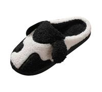 Zapatillas Mujer Casa Pantuflas femeninas invernales con suela decorativa y forro polar grueso para máxima comodidad en el (Black, 45)