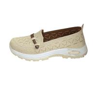 Zapatillas Mujer Casual,Zapatillas ortopedicas Mujer Verano,de Tela con de Malla, antiedad, Transpirables, Informales y versátiles. (Beige, 38)