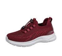 Zapatillas Mujer Deporte - Zapatos Ligeros para Caminar De Verano Zapatos Transpirables Huecos para Ancianos Zapatos Cómodos para Mamá Zapatos Informales Zapatos De Malla para Parejas (Red 37)