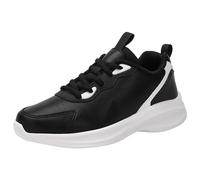 Zapatillas Mujer Guess - Zapatillas De Deporte para Mujer Patrón Informal Nuevo Patrón Color Sólido Moda Parte Inferior Gruesa Parte Inferior Plana Zapatos Cómodos con Cordones (Black 41)