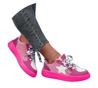 Zapatillas Mujer Plataforma Zapatillas Mujer Correr Retro Brillante Estrella Moda Plataforma Casual Deporte Diario Sneakers Pasear ZapatillasMujer Verano