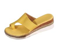 Zapatillas Mujer Playa Verano Suaves Plataforma Sandalias OrtopéDicas De CuñA con para Mujer, Verano 2025, CóModas Alpargatas con Punta Abierta Y Chanclas Playa Barefoot Suaves Comodas (Yellow, 43)