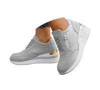 Zapatillas Mujer Running Zapatos Deportivos de Mujer con uela Gruesa y tacón de cuña, m da, con Cordones y Colores a Juego, Informales caña para Exteriores Zapatillas Correr (G-Grey, 40)