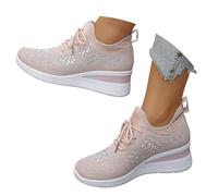 Zapatillas Mujer Running Zapatos Deportivos de Mujer con uela Gruesa y tacón de cuña, m da, con Cordones y Colores a Juego, Informales caña para Exteriores Zapatillas Correr (E-Red, 40)