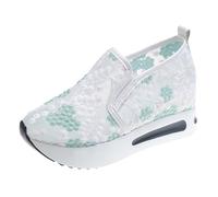 Zapatillas Mujer Running Zapatos Deportivos de Mujer con uela Gruesa y tacón de cuña, m da, con Cordones y Colores a Juego, Informales caña para Exteriores Zapatillas Correr (F-Green, 37)