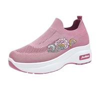 Zapatillas Mujer sin Cordones Cómodos Transpirables Zapatos de Ligero Running Womens Shoes Ethnic Casual Shoes Summer Fashion Hollow Breathable Flat Heel Soft Sole Casual Sneakers Deportivas