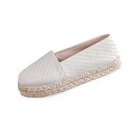 Zapatillas Mujer Sin Cordones Zapatos Planos Ligeros de Suela Gruesa Casuales Color Sólido Alpargatas Planas Suave Moda Casual Fiesta Oficina Zapatillas Blancas Cómodos Versátil Calzado