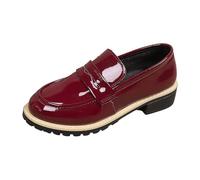 Zapatillas Mujer Verano Zapatillas Mocasines versátiles de Suela Alta con un diseño británico clásico Zapatos Casuales de Vestir en Color Liso para una Comodidad Que Dura Todo el día (Red, 41)