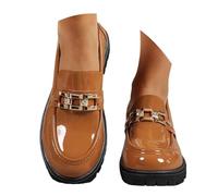 Zapatillas Mujer Zapatos Casuales Femeninos sin Cordones con tacón bajo y Punta Redonda Decorados con de imitación para un cómodo y Elegante en Cualquier ocasión Diaria (Brown, 36)