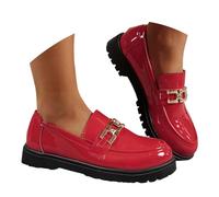 Zapatillas Mujer Zapatos Casuales Femeninos sin Cordones con tacón bajo y Punta Redonda Decorados con de imitación para un cómodo y Elegante en Cualquier ocasión Diaria (Red, 39)