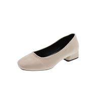 Zapatillas Mujer Zapatos Casuales para Mujer Estilo Francés con Punta Cuadrada y Tacón Bajo para un Informal y Elegante (Beige, 42)