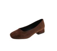 Zapatillas Mujer Zapatos Casuales para Mujer Estilo Francés con Punta Cuadrada y Tacón Bajo para un Informal y Elegante (Brown, 42)