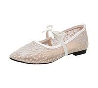 Zapatillas Mujer Zapatos de Ballet para Mujer con Punta Afilada y Detalles de Encaje Elegantes para un Estilo Casual y Femenino (Gold, 39)