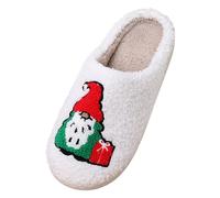 Zapatillas Navideñas, estilo pareja antideslizantes para el navideñas de invierno de felpa (White, 43)