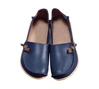 Zapatillas negras para mujer, piel de vacuno auténtica, elástica, para playa, para mujer, azul oscuro, 38.5 EU