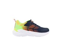Skechers MICROSPEC MAX Velocity - Zapatillas Deportivas para niño, Tela Azul Marino/sintético/Borde Lima y Naranja, Talla 4 UK Niño
