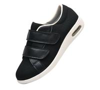 Zapatillas ortoApédicas para diabéticos,Larghi Scarpe Ortopediche a Strappo Sandali Riabilitativi Apertura per Piedi Gonfi Dalla vestibilità Extra.Black,44