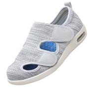Zapatillas ortoApédicas para diabéticos,Ortopediche Donna per Piedi Gonfi Pantofole Diabetici Regolabili Sollievo Dolore,Scarpe con Chiusura Facile.Light Gray,45