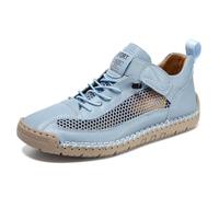Zapatillas ortopédicas cómodas de cuero para mujer, botas chukka al tobillo, Malla azul cielo, 40 EU