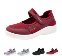 Zapatillas ortopédicas cómodas Mary Jane para mujer, antideslizantes, transpirables, para caminar, a la moda, ligeras, ajustables, para trabajar, enfermera, informales, para correr, Red, 37 EU