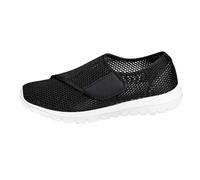 Zapatillas ortopédicas de ajuste extra ancho para hombre, para diabéticos, fáciles de cerrar, ajustables, para pies hinchados, fascitis plantar, peso ligero, cómodas, informales, trotar, Black, 37 1/3