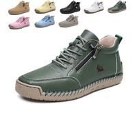 Zapatillas ortopédicas for Mujer, Ligeras y sin Cordones, con Cremallera de Cuero for Mayor Comodidad Durante el día.(Green,43 EU)