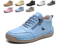 Zapatillas ortopédicas for Mujer, Ligeras y sin Cordones, con Cremallera de Cuero for Mayor Comodidad Durante el día.(Blue,42 EU)