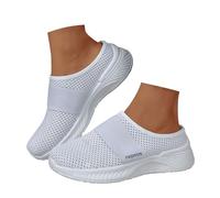 Zapatillas ortopédicas genéricas para mujer verano cojín aire suela suave zapatos transpirable slip on cómodo cierre antideslizante apoyo deseo plantar para viajes al aire libre, blanco, 41 EU