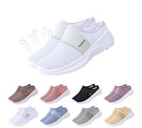 Zapatillas Ortopédicas Mujer Verano Sandalia Ortopédica Mujer con Colchones de Aire Suaves Cómodas Zapatos para Caminar Transpirables de Malla Antideslizantes (White, 42)
