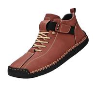 Zapatillas ortopédicas para hombre, de ajuste ancho, con cordones, soporte de arco, botas planas de cuero, informales, ligeras, de caña alta, para trabajo, senderismo, senderismo, Red, 43.5 EU