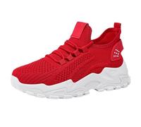 Zapatillas ortopédicas para mujer, con soporte de arco grueso, con cordones, antideslizantes, de malla transpirable, para correr, ligeras, cómodas, deportivas, informales, al aire libre, Red, 40.5 EU