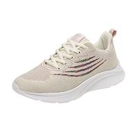 Zapatillas ortopédicas para mujer, de ajuste ancho, cómodas para caminar, tejidas, ligeras, transpirables, con suela suave, soporte de arco y ajuste elástico 2026, A1 Beige, 36.5 EU