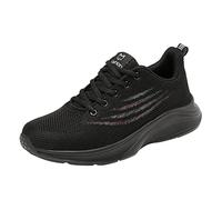 Zapatillas ortopédicas para mujer, de ajuste ancho, cómodas para caminar, tejidas, ligeras, transpirables, con suela suave, soporte de arco y ajuste elástico 2026, A1 Negro, 37 EU