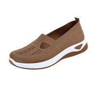 Zapatillas ortopédicas para mujer, mocasines planos, mocasines suaves, de malla, transpirables, ligeros, informales, de verano, diabéticos, zapatos descalzos, cómodos zapatos de ocio, marrón, 35 EU