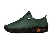 Zapatillas ortopédicas para mujer, zapatos de piel, antideslizantes, transpirables, con cordones, modernos, con plantilla suave, suela plana, zapatos casuales, verde, 40 EU