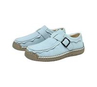 Zapatillas ortopédicas para mujer, zapatos ortopédicos de piel hecha a mano, mocasines flexibles y cómodos, para ponerse, senderismo, ligera, zapatillas de estilo casual, azul claro, 37 EU