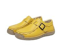 Zapatillas ortopédicas para mujer, zapatos ortopédicos de piel hecha a mano, mocasines flexibles y cómodos, para ponerse, senderismo, ligera, zapatillas de estilo casual, amarillo, 40 EU