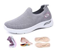 Zapatillas Ortopédicas Y Cómodas para Mujeres Tejer Zapatos Ortopédicos Transpirables Zapatos Deportivos Antideslizantes Zapatos De Entrenamiento para Caminar De Ocio (37,Grey)