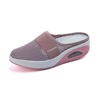 Zapatillas para Adelgazar Tamaño Zapatillas para Caminar Forma Cojín de Aire Zapatos de Aire Ligero Engrener elástico Deportes en Yoga Slip On Entrenadores en Malla Verano,Rosa,EU40