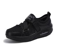 Zapatillas para Adelgazar Tamaño Zapatillas para Caminar Forma Plana Peso Zapatos de Aire Ligero Engrener elástico Deportes en Yoga Slip On No Cher Entrenadores en Malla Plana Verano,Nero,EU37