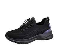 Zapatillas para Correr Mujer - Zapatos Ligeros para Caminar De Verano Zapatos Transpirables Huecos para Ancianos Zapatos Cómodos para Mamá Zapatos Informales Zapatos De Malla para Parejas (Black 41)