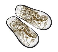 Zapatillas para el Hogar Paisaje del oeste con estampado de carreta Vintage Suave Pantuflas de Fieltro Peluche Cálido Slippers Viaje Interior L